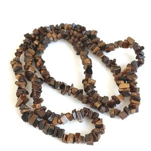 Vintage Authentic African Tigers Eye Nugget Necklace 16 1/2" Length Vinyl Strand